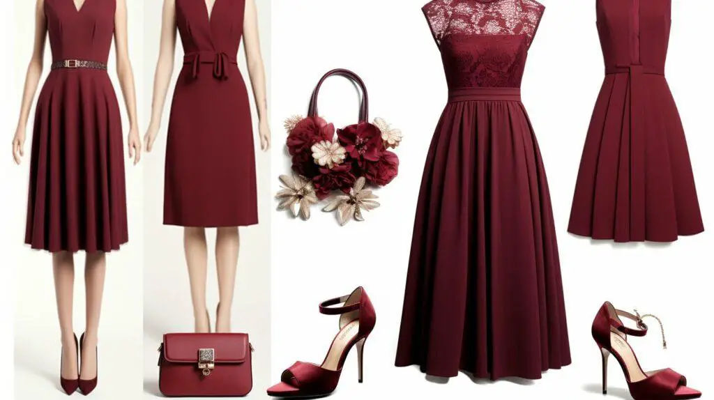Burgundy dress outfit