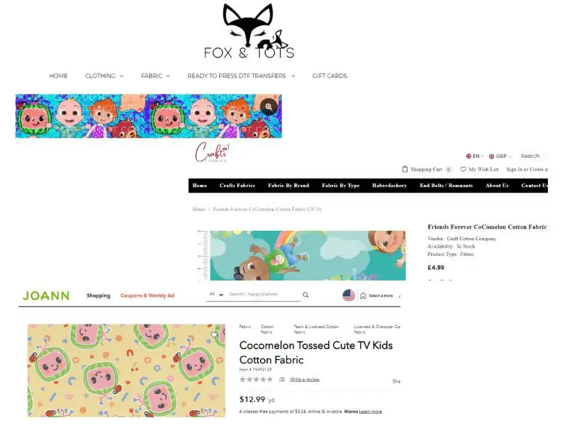 cocomelon online fabric store