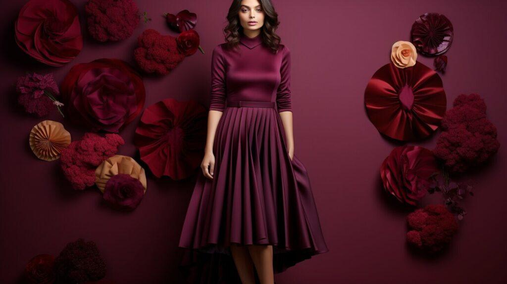 complementary color combinations for burgundy dress