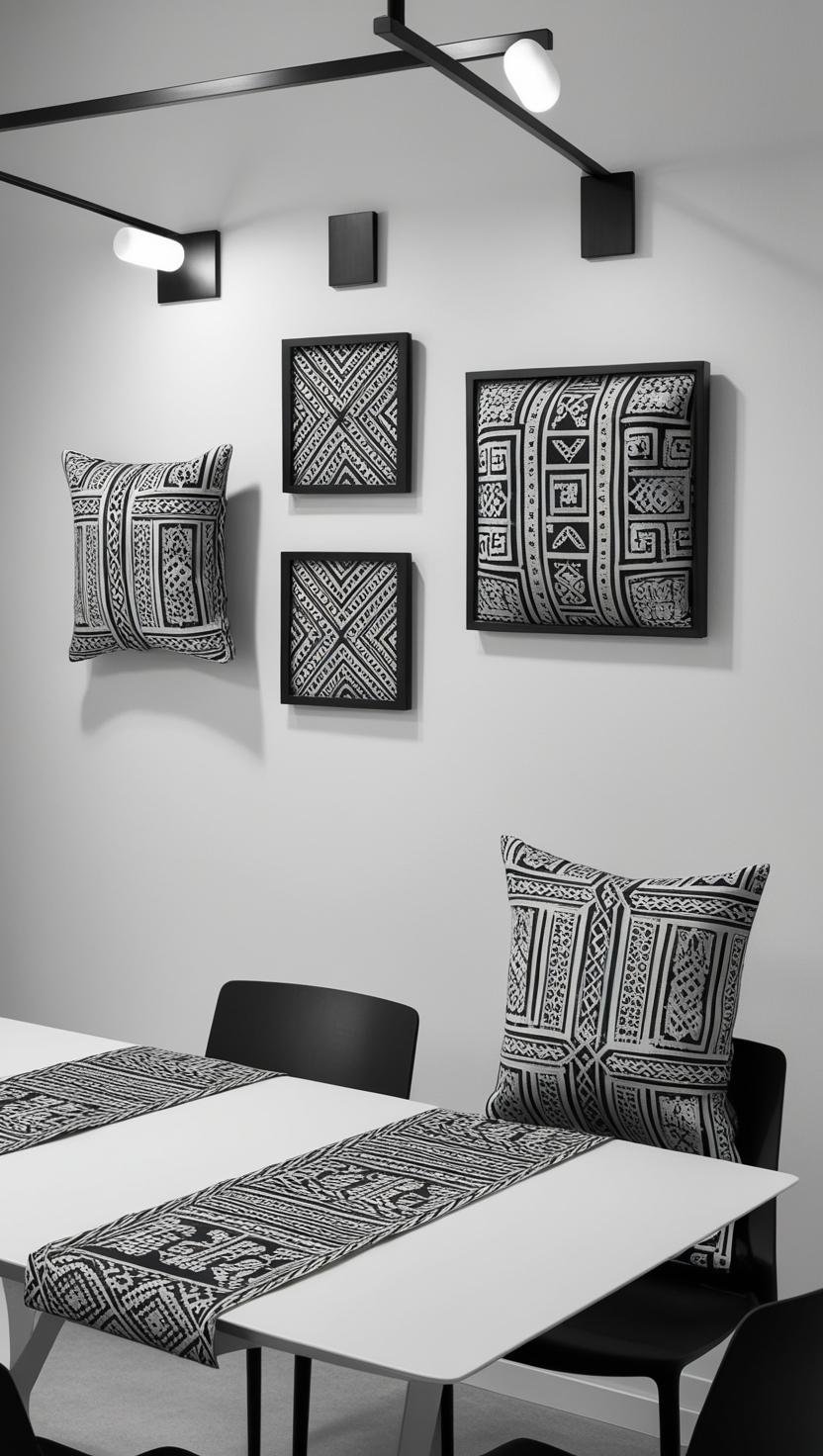 Monochrome Minimalism with Indonesian Ethnic Geometric Batik Home Decor Design Idea Choose black 1