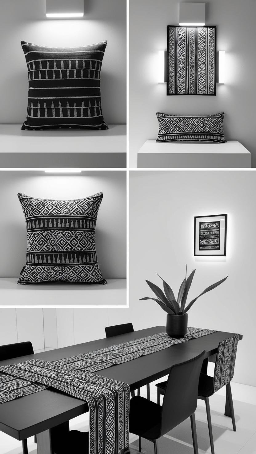 Monochrome Minimalism with Indonesian Ethnic Geometric Batik Home Decor Design Idea Choose black and