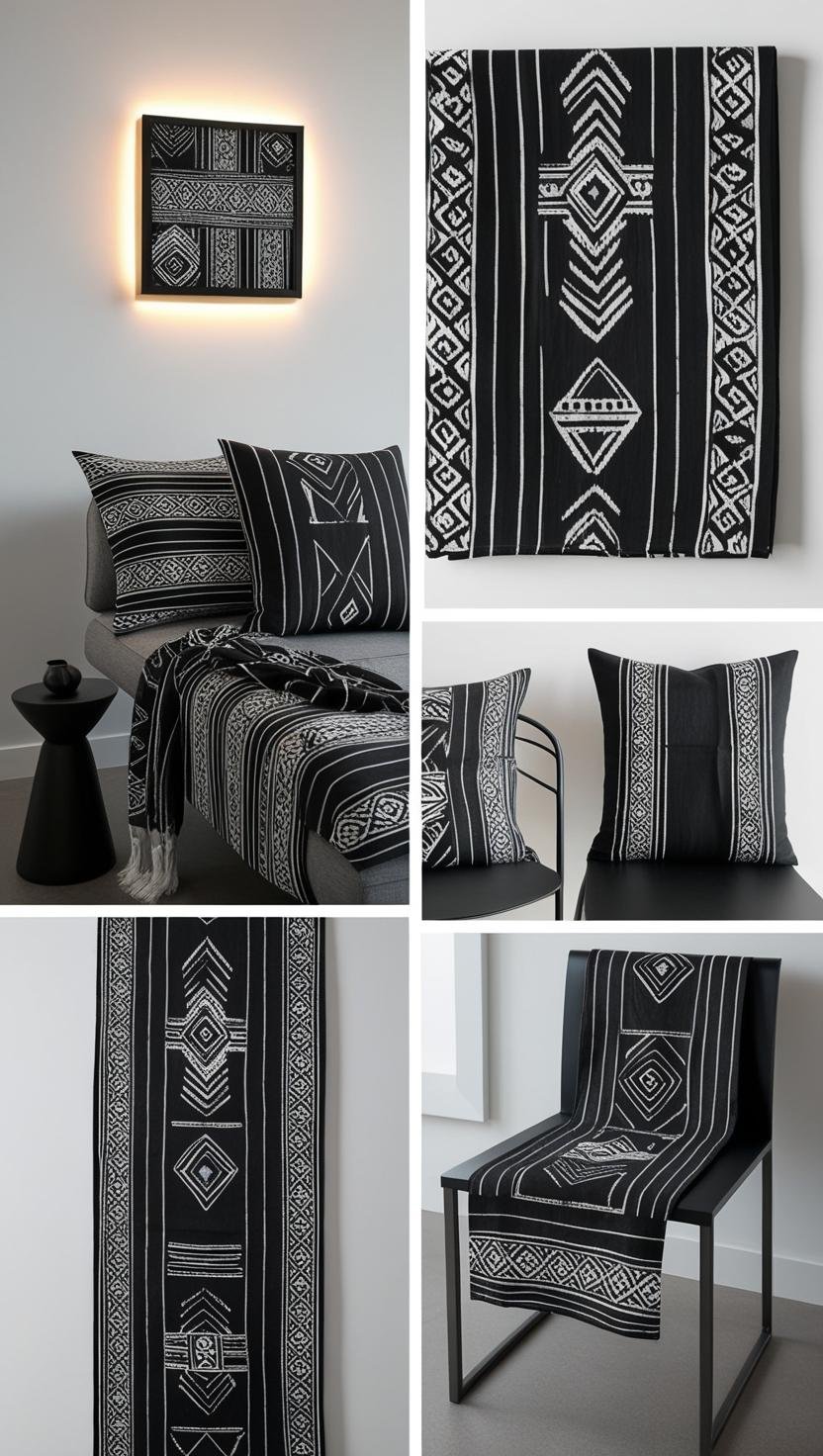 Monochrome Minimalism with Indonesian Ethnic Geometric Batik Home Decor Design Idea Choose black and white b