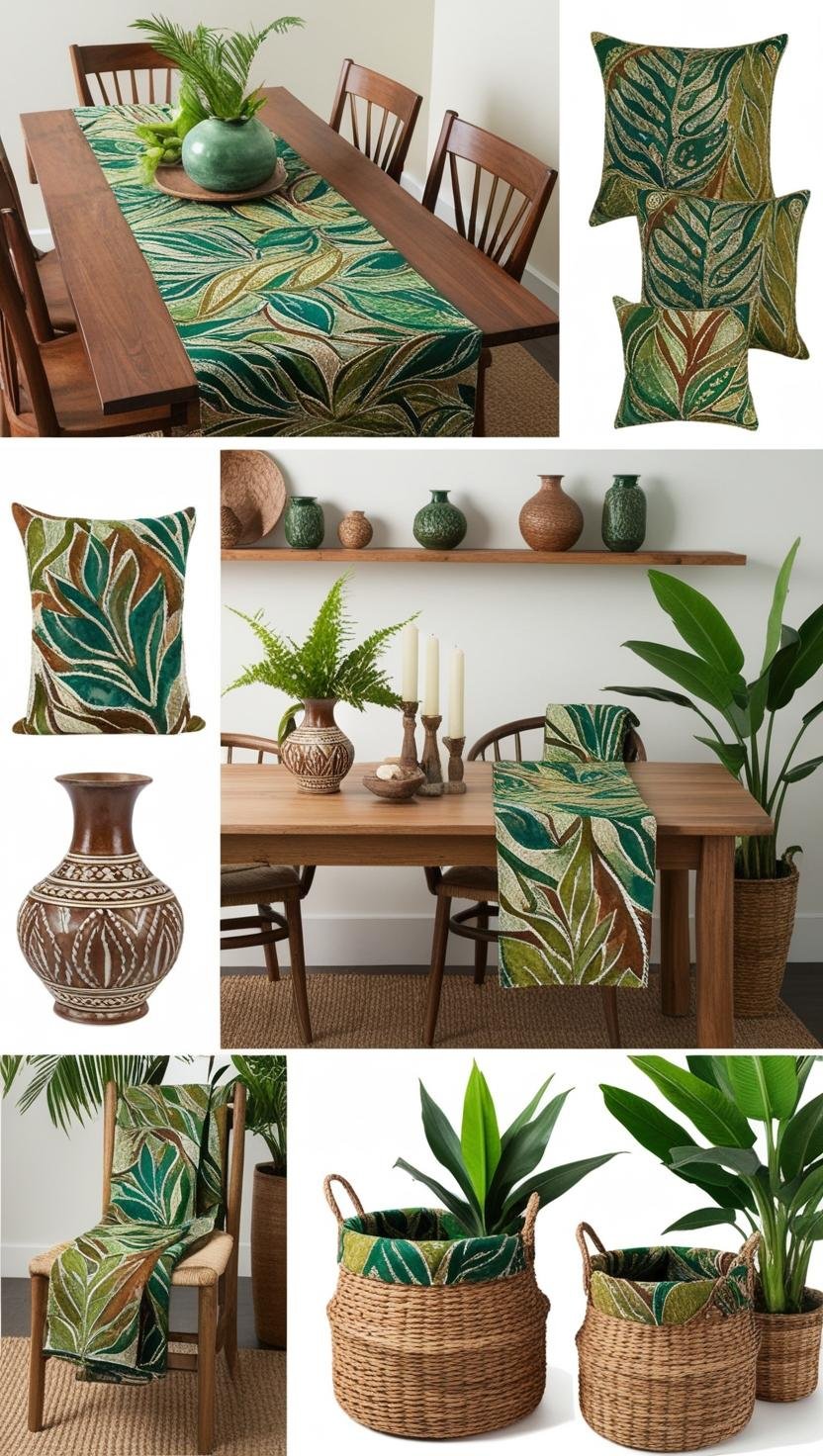 Natural Decor with Leaf Patterns Ethnic Indonesian Batik Fabric Home Decor Design Ideas Use batik with leaf 1