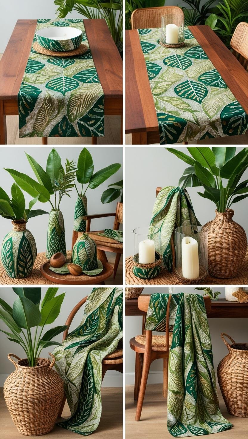 Natural Decor with Leaf Patterns Ethnic Indonesian Batik Fabric Home Decor Design Ideas Use batik with leaf ins