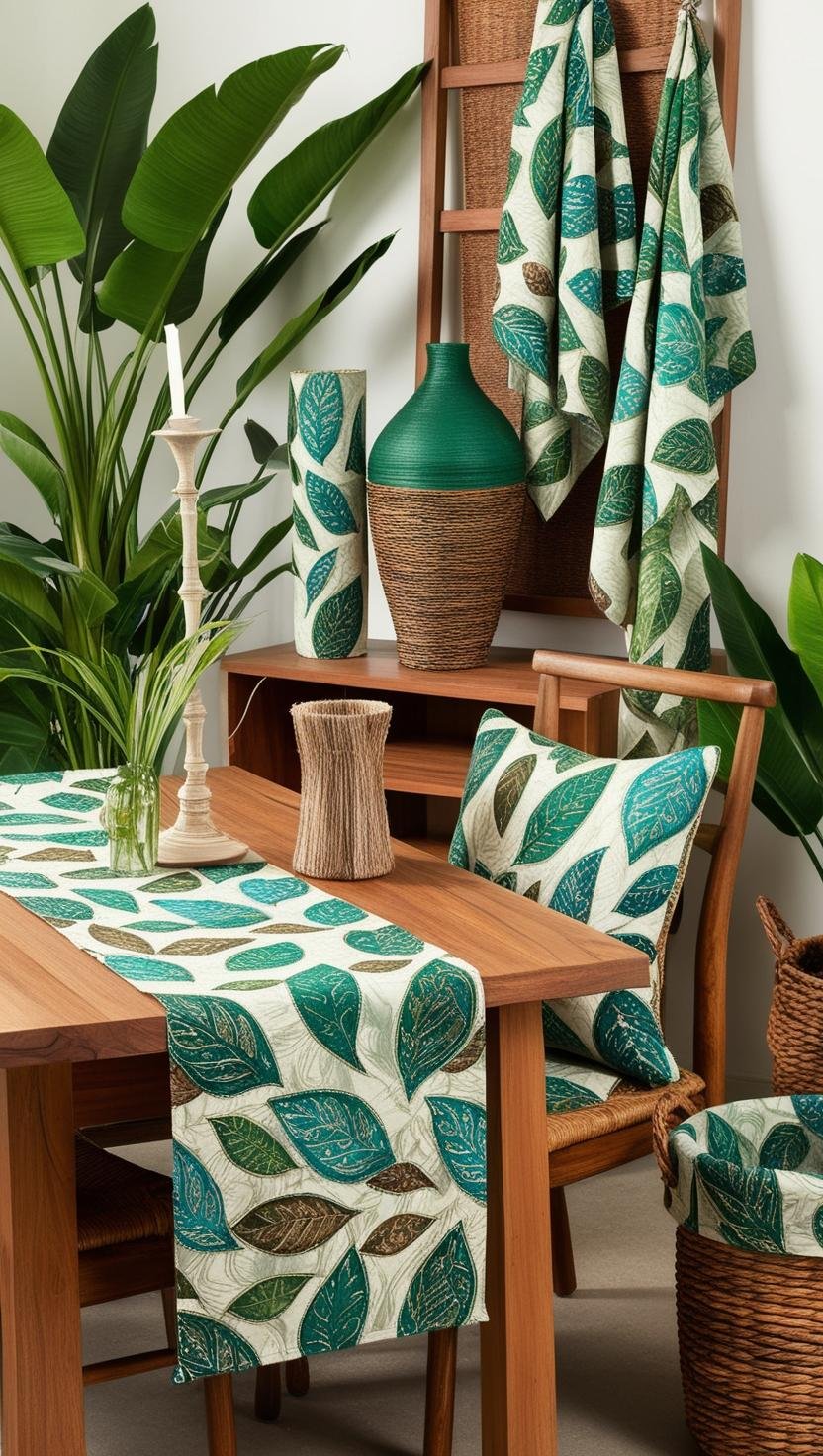 Natural Decor with Leaf Patterns Ethnic Indonesian Batik Fabric Home Decor Design Ideas Use batik with leaf inspire