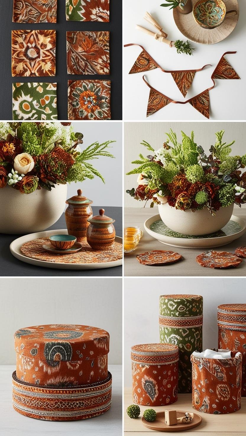 Playful Accents with Small Earthy Toned Batik Details Home Decor Design Ideas Cut small pieces of bat