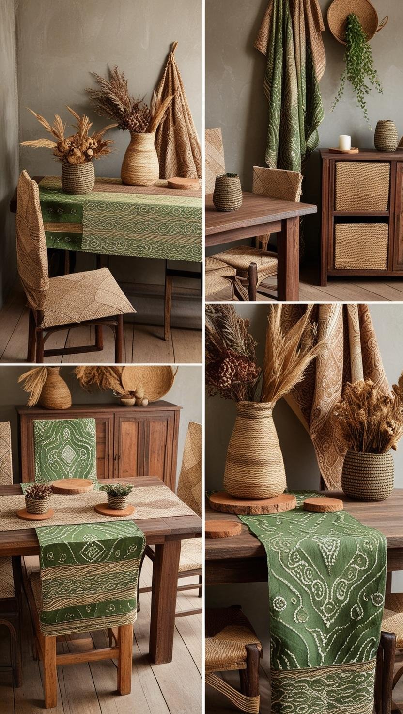 Rustic Charm with Natural Tones Ethnic Indonesian Batik Fabric Home Decor Design Ideas Choose batik with