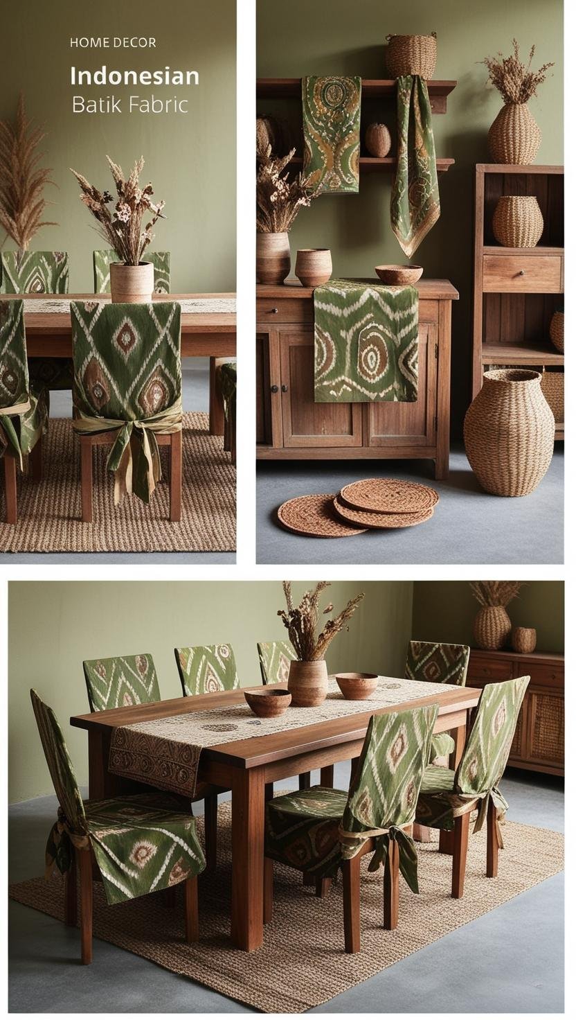 Rustic Charm with Natural Tones Ethnic Indonesian Batik Fabric Home Decor Design Ideas Choose batik with earthy