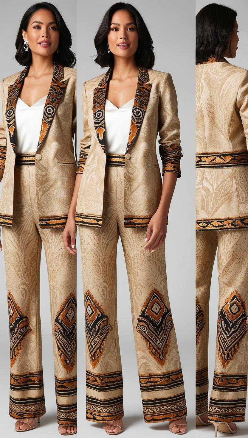 Setelan Blazer dan Celana Batik Wanita untuk outfit pesta tahun baru Bagi A 20241121 165500 0000