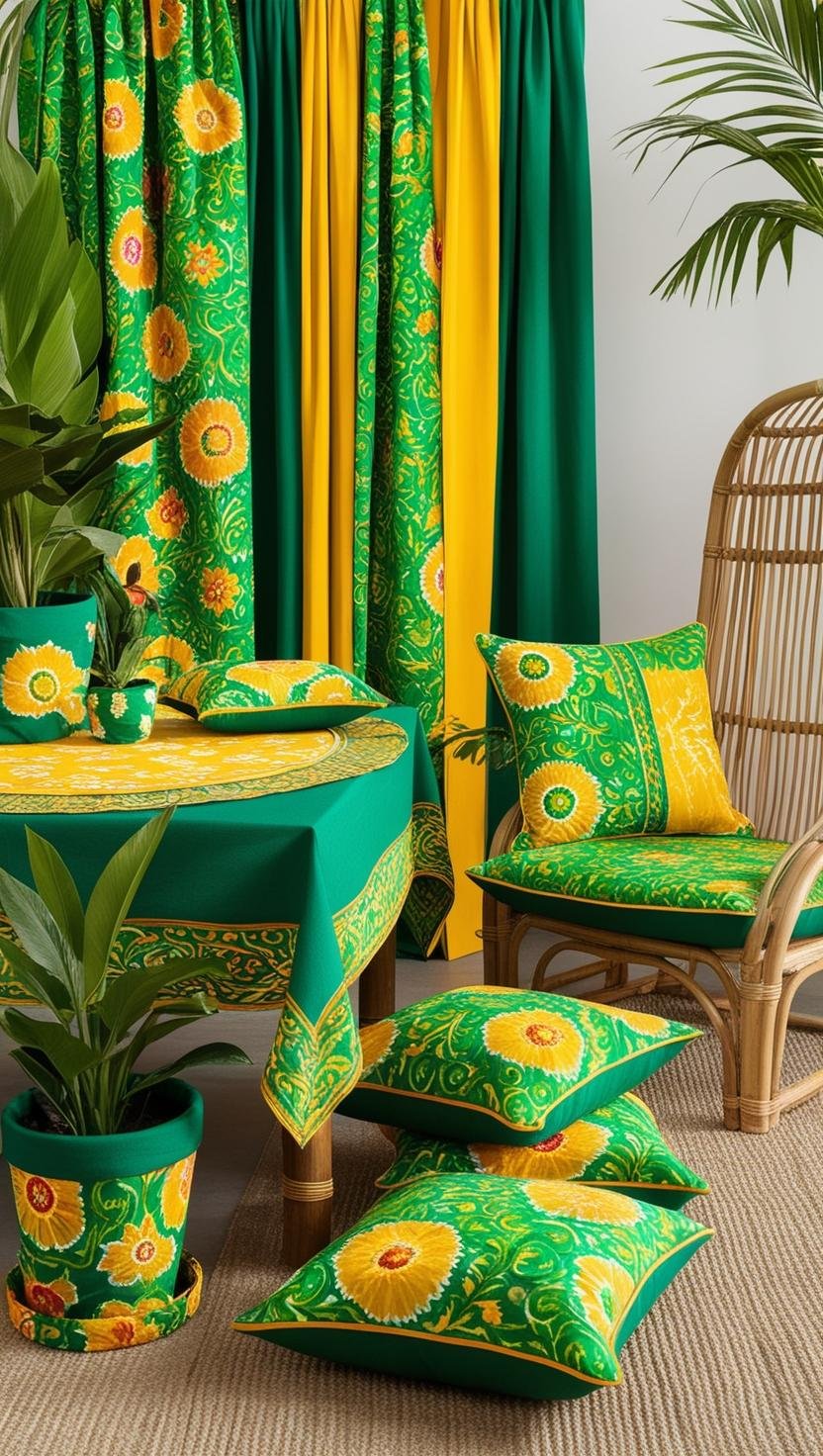 Tropical Elegance with Floral Batik Ethnic Indonesian Home Decor Design Idea Use batik fabric with flora