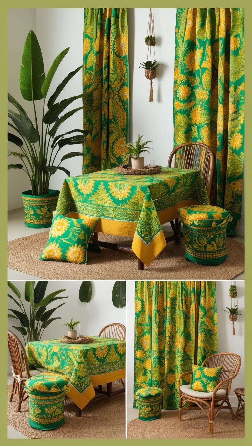 Tropical Elegance with Floral Batik Ethnic Indonesian Home Decor Design Idea Use batik fabric with floral mo