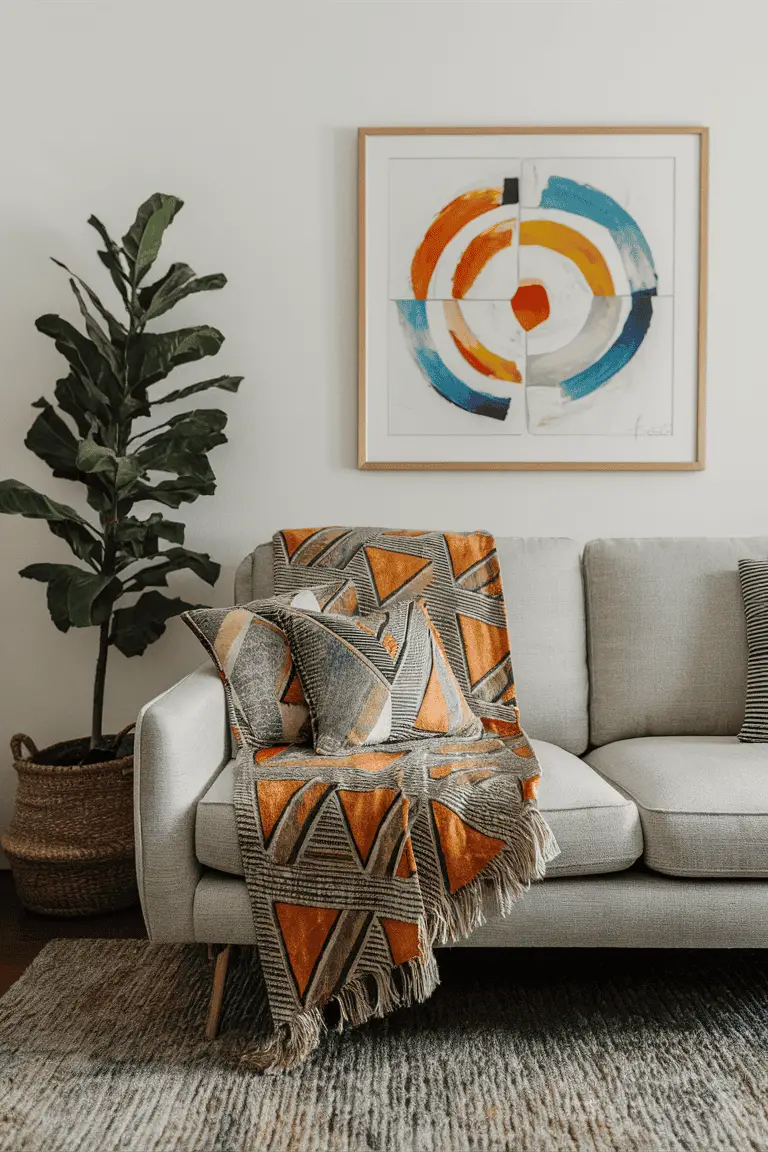 Chic Geometric Batik Throw