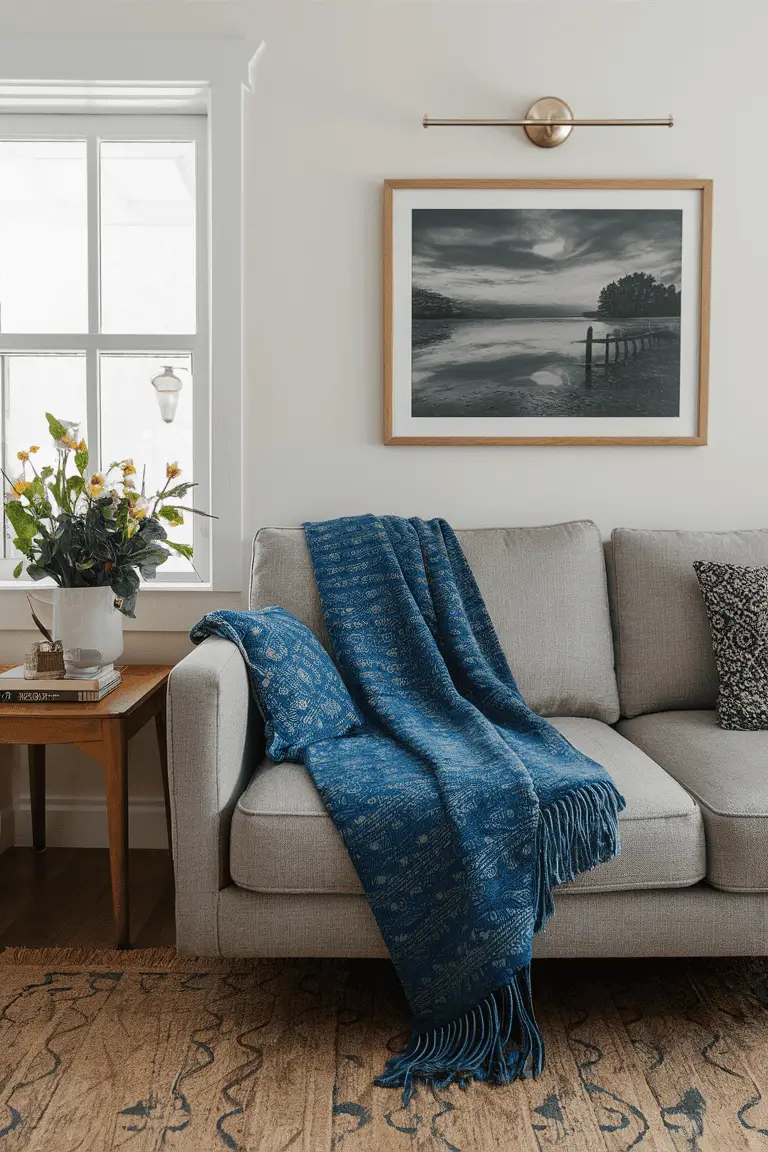 Elegant Indigo Batik Throw