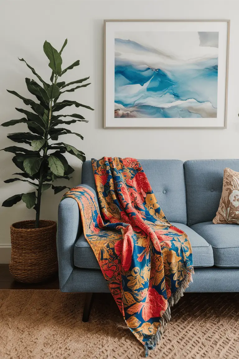 Vibrant Floral Batik Throw