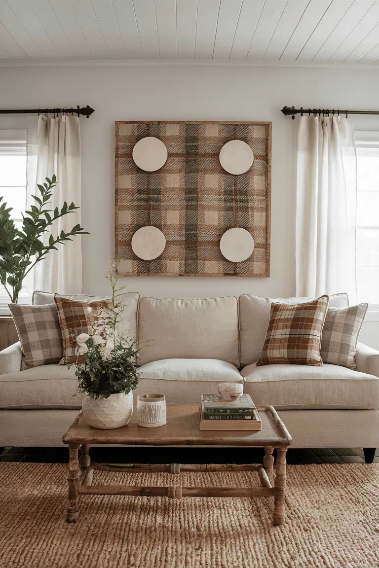 Statement Wall Art with Plaid Accents