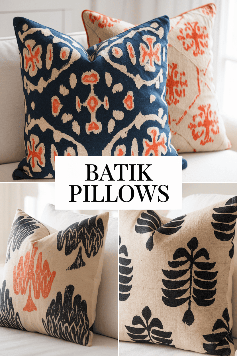 batik patterned pillows bbbbb 24128