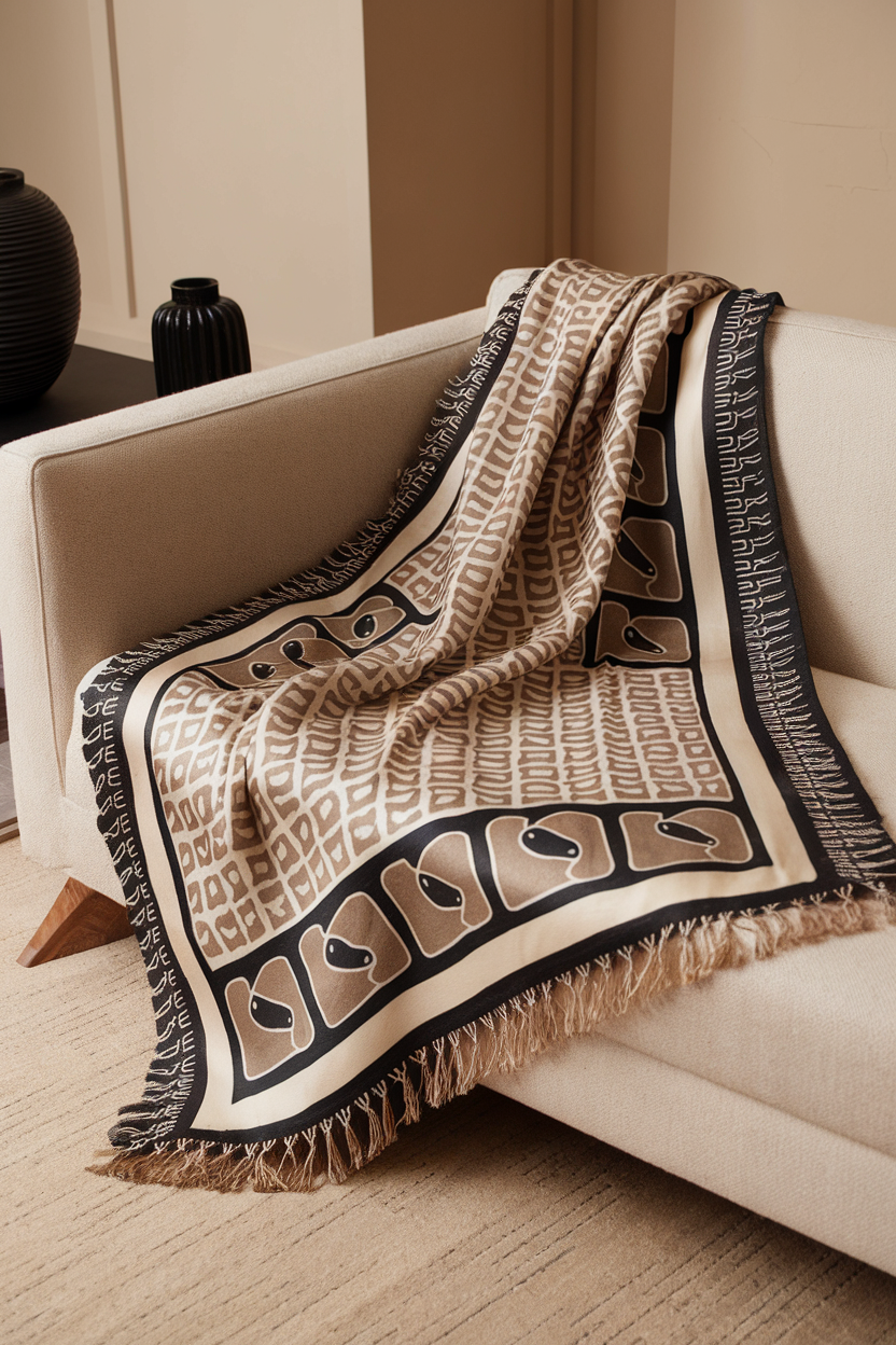 Classic Monochrome Batik Throw