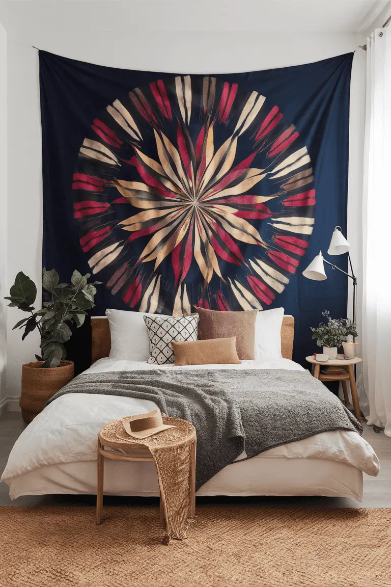 Bold Floral Burst Batik Tapestry