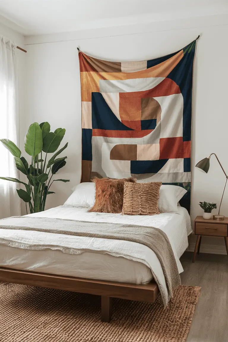 Earthy Tones Geometric Batik Tapestry