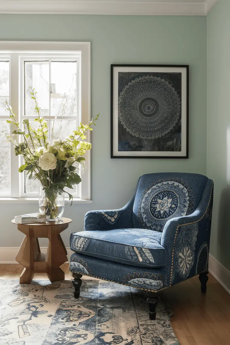 Stylish Batik Denim Accent Chairs