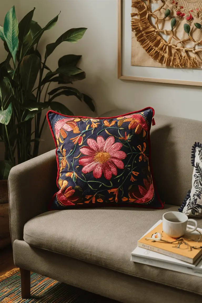 Floral Fiesta Batik Cushion