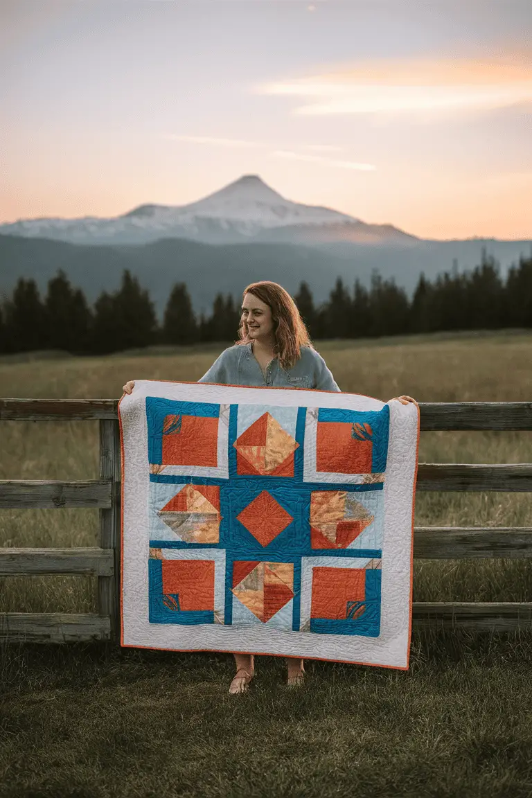 Geometric Harmony Batik Quilt