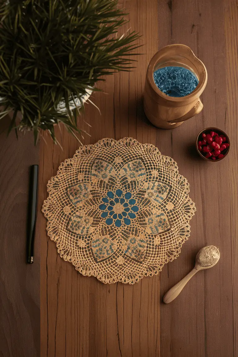 Elegant Floral Batik Lace Doily