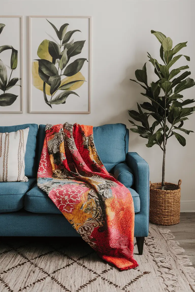 Vibrant Floral Batik Throw