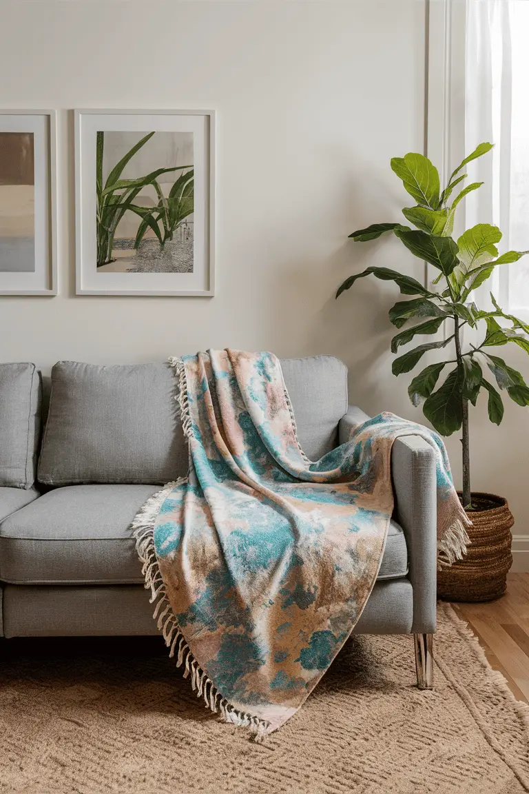 Elegant Pastel Batik Throw Blanket