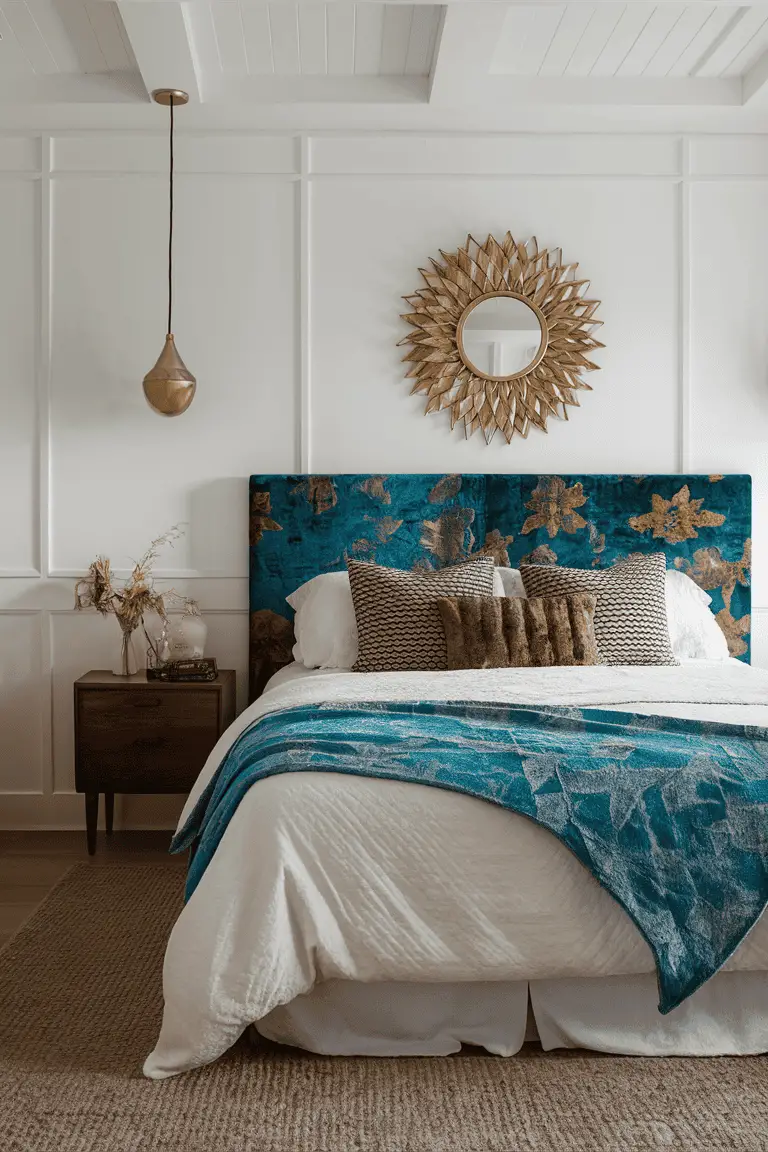 Bold Blossom Batik Velvet Headboard