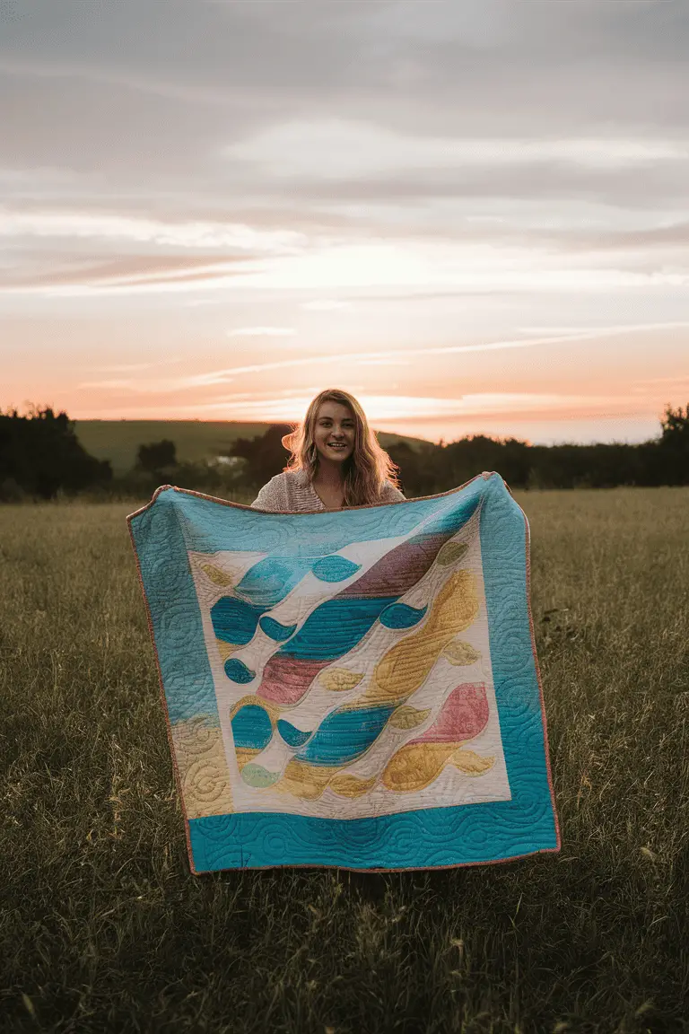 Ocean Waves Batik Quilt