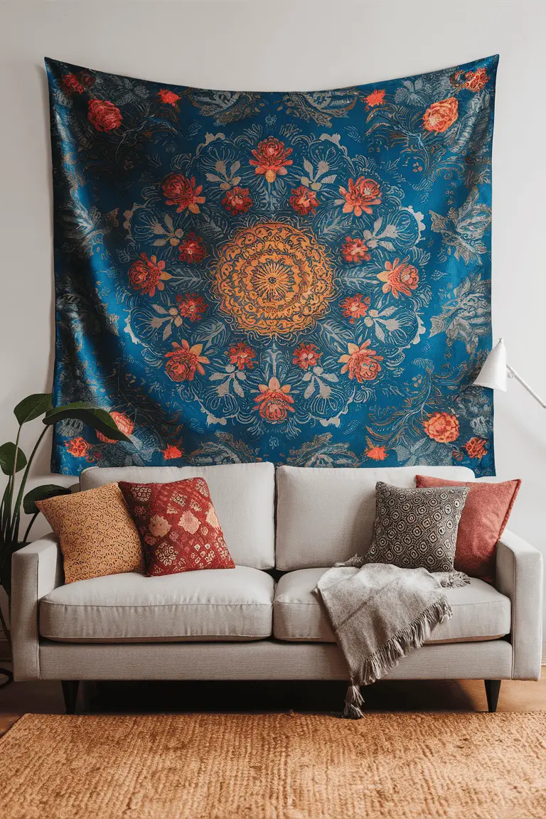 Classic Floral Batik Tapestry