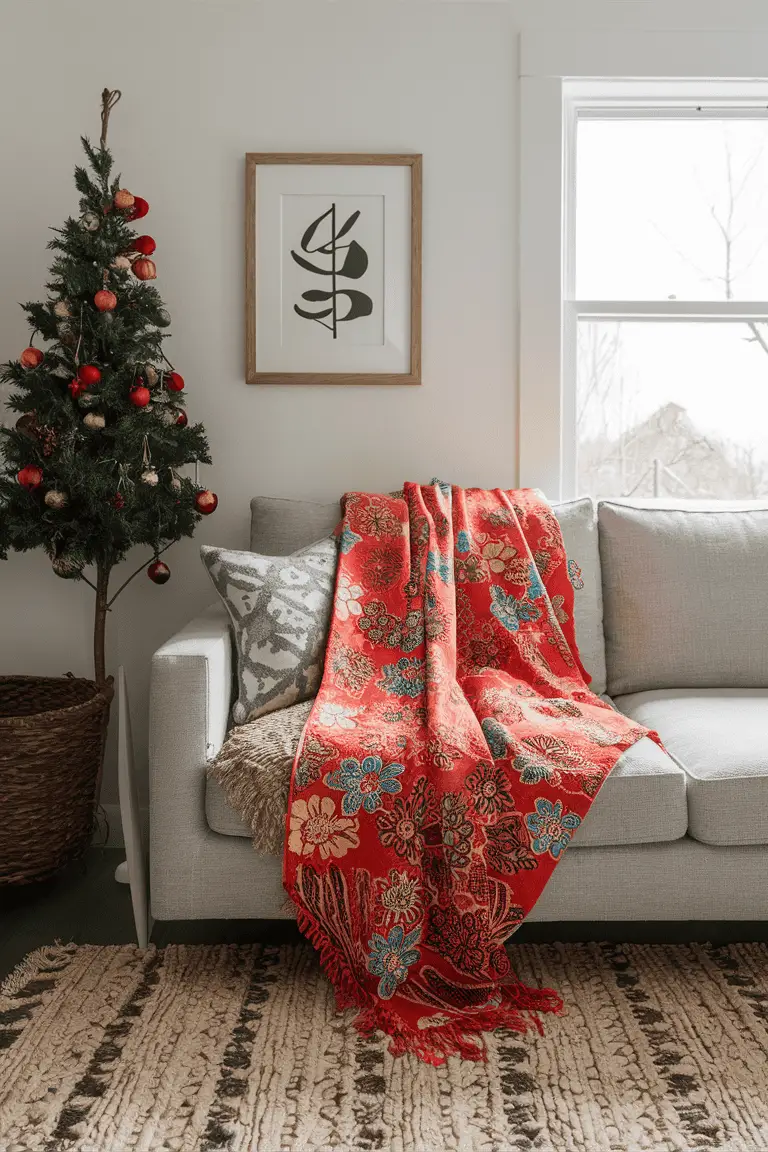 Bright Floral Batik Throw