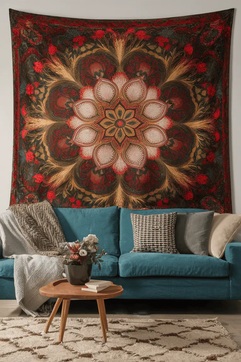 Breathtaking Floral Batik Tapestry