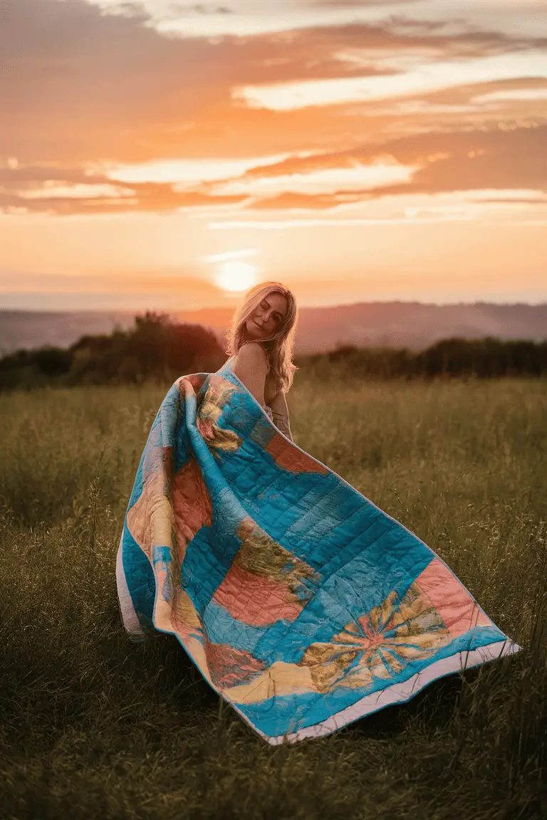 Sunset Dreams Batik Satin Quilt