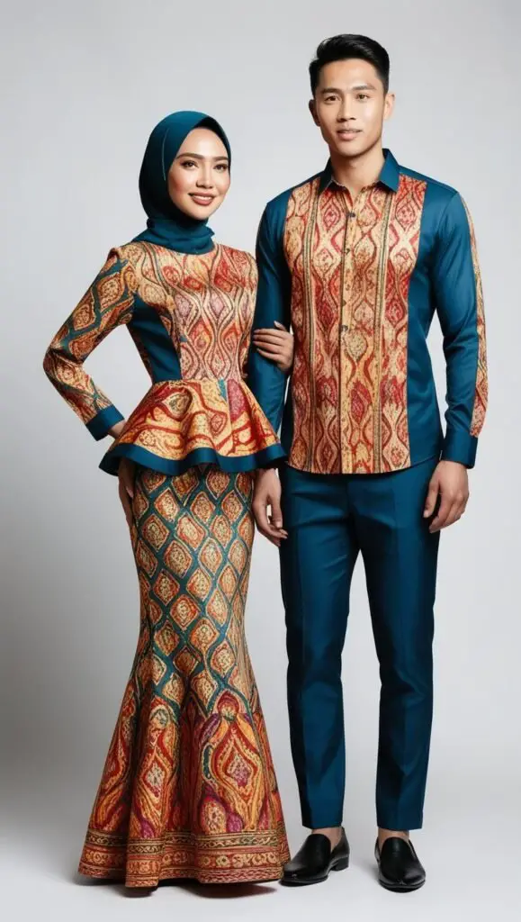 Couple fashion Dress Batik Peplum Kemeja Batik Kombinasi Polos Dress bat 20250320 094041 0000