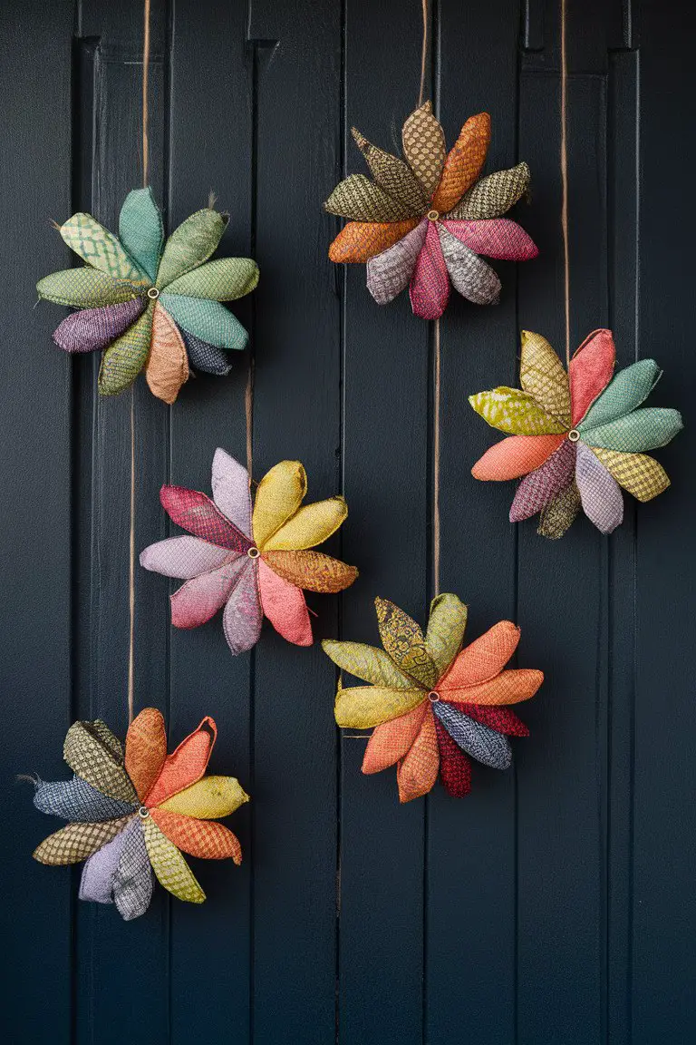 Batik Fabric Flower Garland Batik Fabric Flower Garland