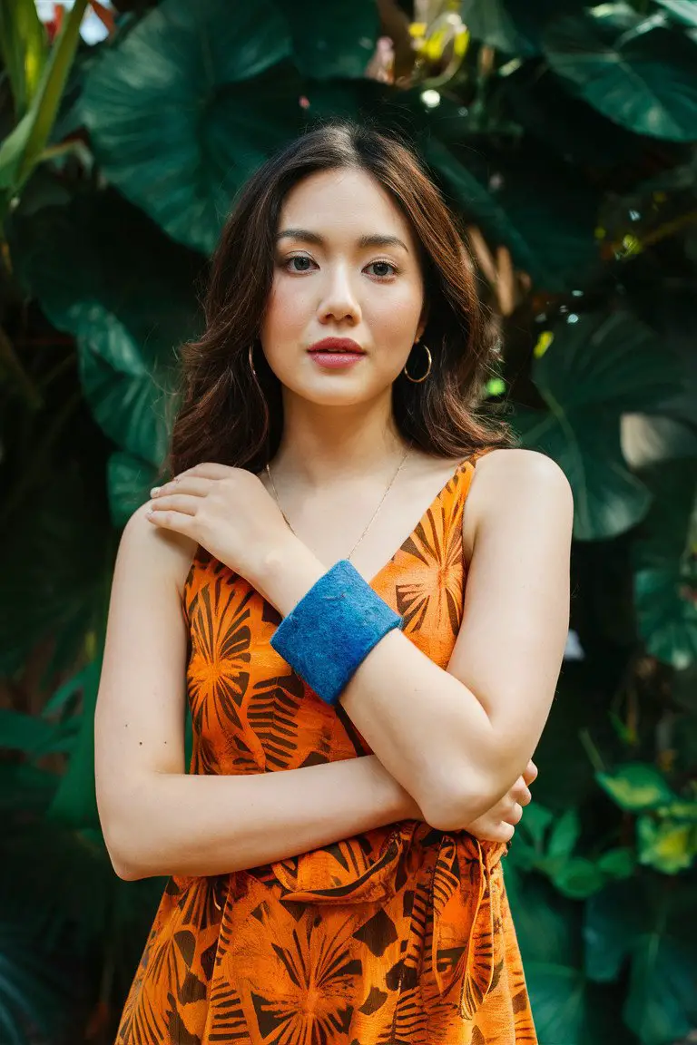 Batik Felt Cuff with Floral Patterns Batik Felt Cuff with Floral Patterns