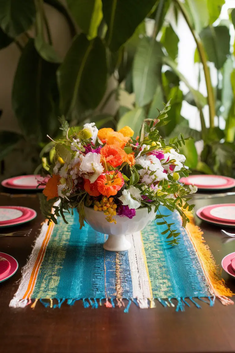 Batik Fringe Covers for Table Runners and Centerpieces Batik Fringe Covers for Table Runners and Centerpieces