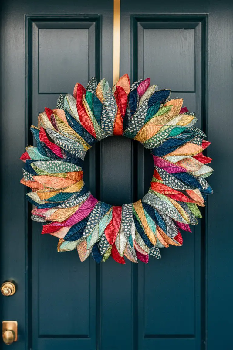 Geometric Batik Ribbon Wreath Geometric Batik Ribbon Wreath