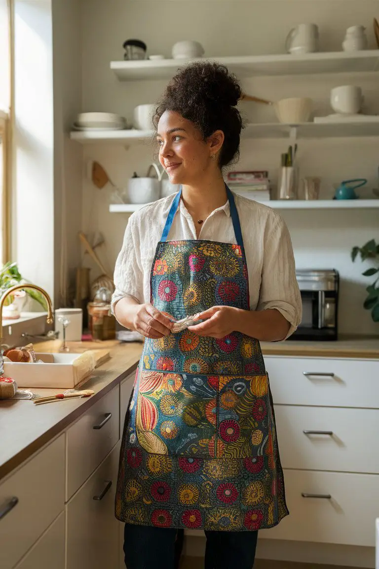 Charming Floral Batik Apron Charming Floral Batik Apron