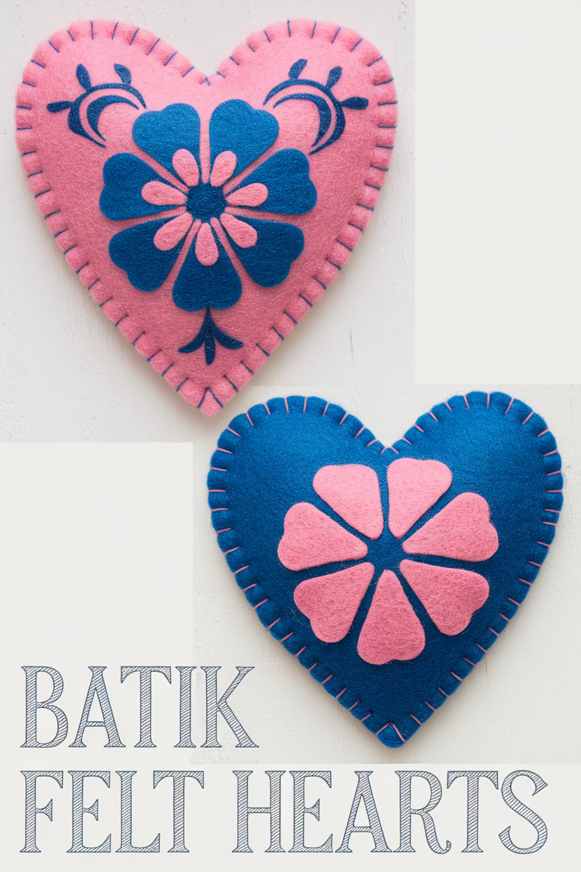 batik felt hearts bbbbb 88763